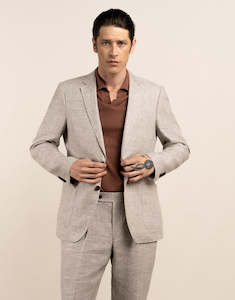 Race Ready: Malta Beige Houndstooth Linen Blazer