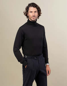 Wanaka Black Roll Neck Jersey