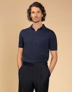 Amalfi Navy Knitted Polo
