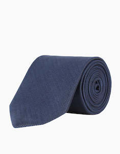 Navy Textured Plain Silk Tie