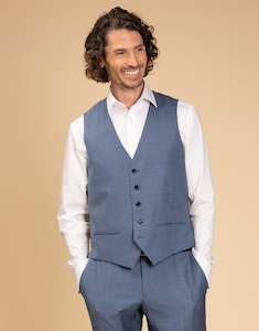 Hire: Curtis Pale Blue Sharkskin Waistcoat