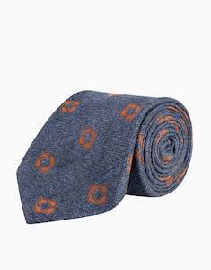 Wedding Guests: Blue & Burnt Orange Geometric Silk Wool Tie