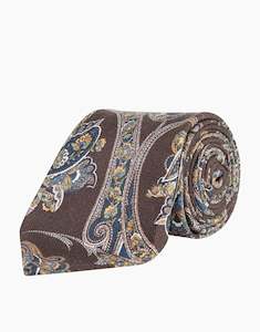 Brown & Blue Large Paisley Silk Tie