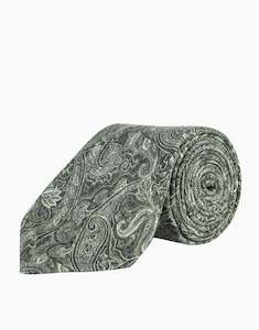 Sage Green Paisley Print Silk Tie