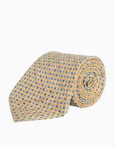 Yellow & Blue Geometric Silk Tie