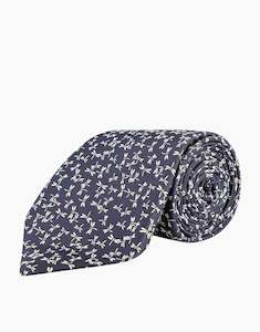 Navy & White Dragonfly Silk Tie