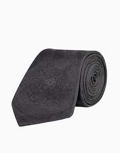 Wedding Guests: Black Large Paisley Jacquard Silk Tie