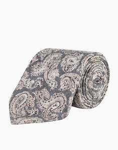 Wedding Guests: Charcoal & Brown Paisley Silk Tie