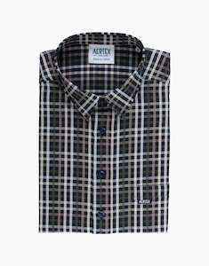 Aertex Taunton Navy Check Short Sleeve Polo Shirt