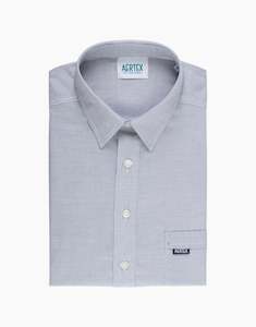 Aertex Taunton Navy Panama Weave Short Sleeve Polo