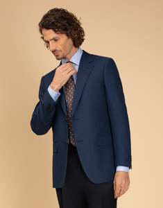 Hawker Blue Wool Linen Textured Blazer