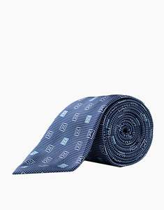 Blue Diamond Geometric Italian Silk Tie