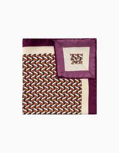 Red & White Weave Geo Italian Silk Pocket Square