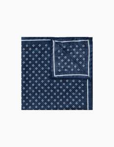 Business Casual: Navy & White Diamond Italian Silk Pocket Square