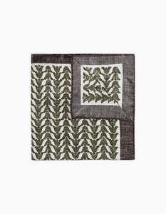 Brown, Cream & Green Geo Italian Silk Pocket Square