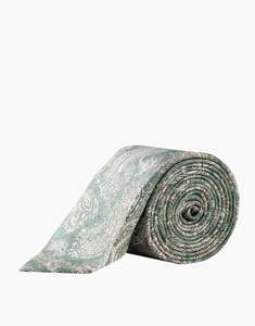 Business Casual: Sage Green & Beige Paisley Italian Silk Tie