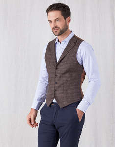 3 Items Save 70: Shelby Brown & Blue Gun Check Waistcoat