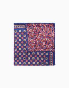 Gift Guide: Navy Geo & Red Floral Reversible Pocket Square