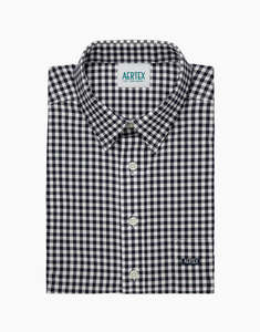 Aertex Taunton Navy Check Short Sleeve Polo Shirt