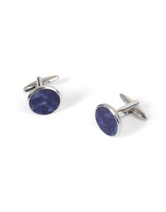 Gifts Under 75: Round Silver with Blue Sodalite Cufflink