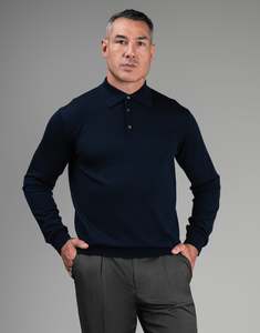 Haast Navy Merino Polo