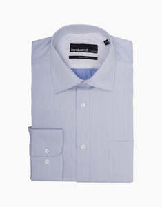 Mens Dress Shirts: Sinatra Blue Herringbone Business Shirt