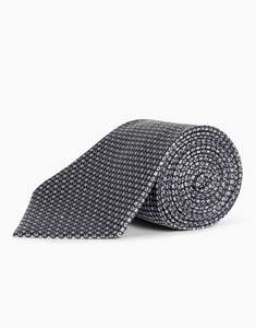 Navy Geometric Twill Italian Silk Tie
