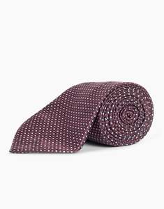 Maroon & Cream Foulard Italian Silk Tie