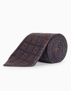 Winter Essentials: Navy & Rust Floral Italian Silk Tie