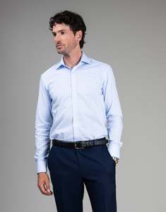 Business Casual: London Blue & White Textured Check Shirt