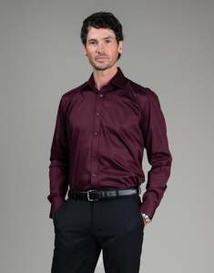 Business Casual: London Burgundy Sateen Shirt
