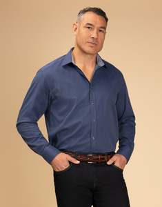 Barbican Navy Blue Spot Shirt