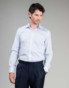 Winter Essentials: Barbican Light Blue & White Micro-design Shirt