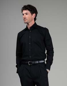Hire London Black Plain Poplin Shirt
