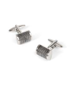 Black & Sliver Herringbone Texture Cufflink