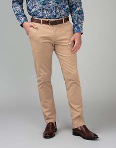 Chinos: Tyler Camel Brown Textured Chinos
