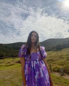 New Zealand Made: Dumpling Dress - Vintage Purple Organza