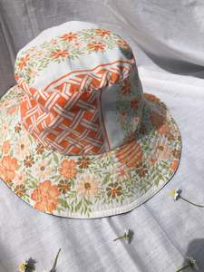 New Zealand Made: Bucket Hat - Vintage Orange Floral