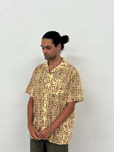 Tom Shirts: Tom Shirt - Mustard Floral