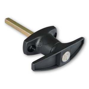 Heller Thandles Locks: T-Handle: Garage/Garden Shed - Front Fix 46mm (Black)