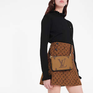 Accessories: LOUIS VUITTON "Reverse Monogram Double Zip" Pouchette