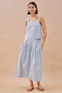 Skirts: ALBARAY "Blue Stripe Drop Waist" Skirt