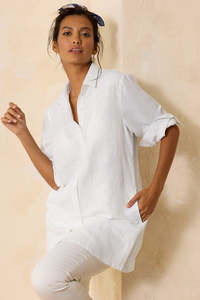 Tops: TOMMY BAHAMA "St. Lucia Linen-Blend Palm" Boyfriend Shirt