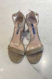 STUART WEITZMAN "Block Heel" Lurex Sandals