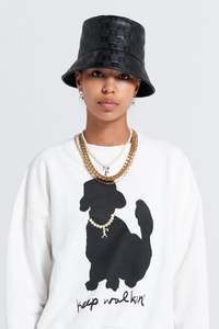 Accessories: KAREN WALKER "Monogram" Leather Bucket Hat