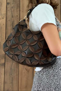 Accessories: HUGO BOSS "Vintage 3D Floral" Applique Bag