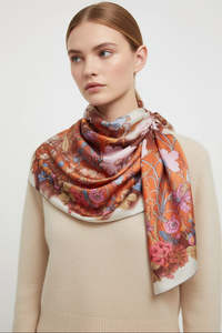 Accessories: SALVATORE FERRAGAMO "Fiori Print" Silk Scarf