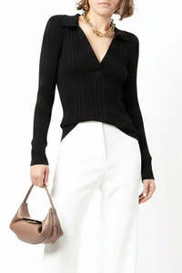 Tops: MANNING CARTELL "Ribbed Knit Long Sleeve Polo" Top