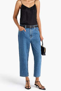 Pants: TIBI "High-Rise Straight-Leg" Cargo Jeans