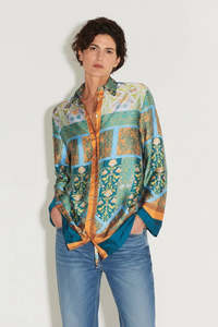 Tops: HANSEN & GRETEL "Allora" Oversized Floral Tile Shirt